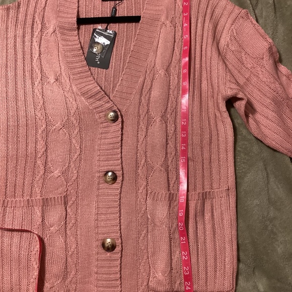 Fuinloth button up cardigan, pink, size medium, NWT - Picture 6 of 7